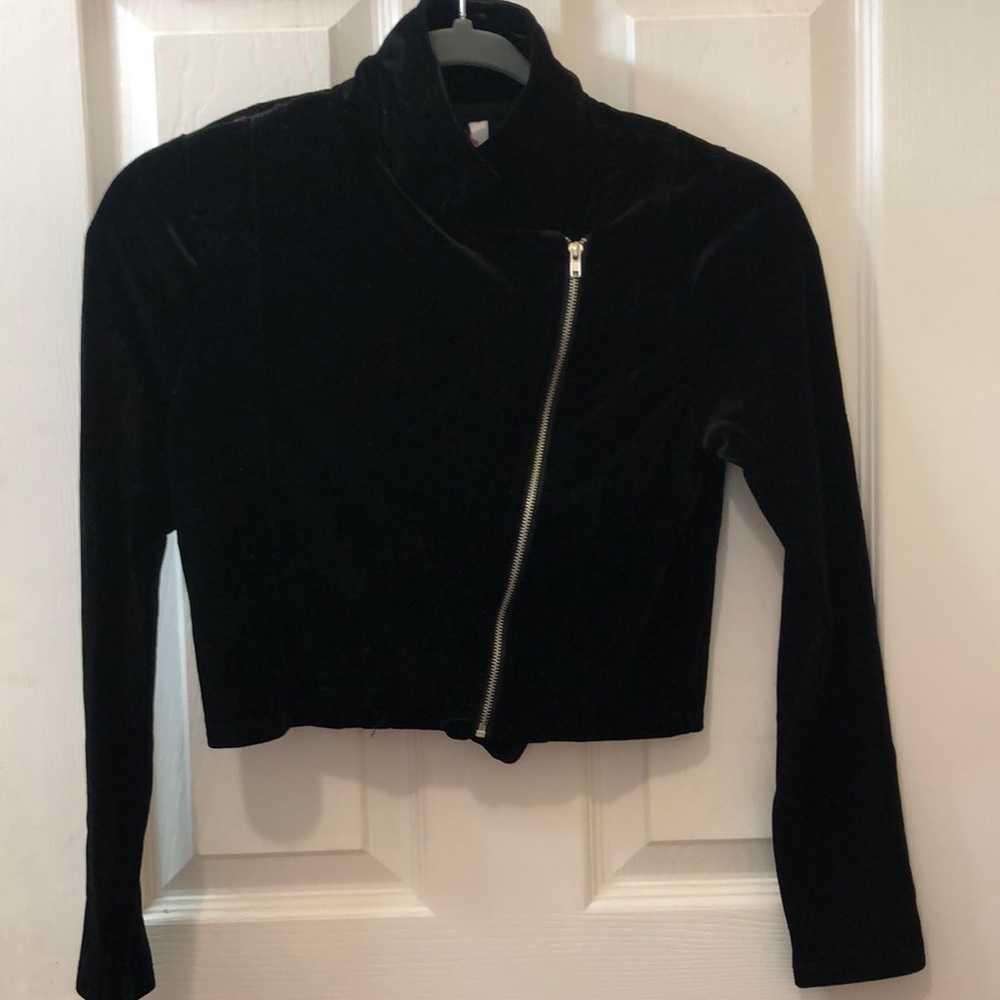 Velvety black girls jacket